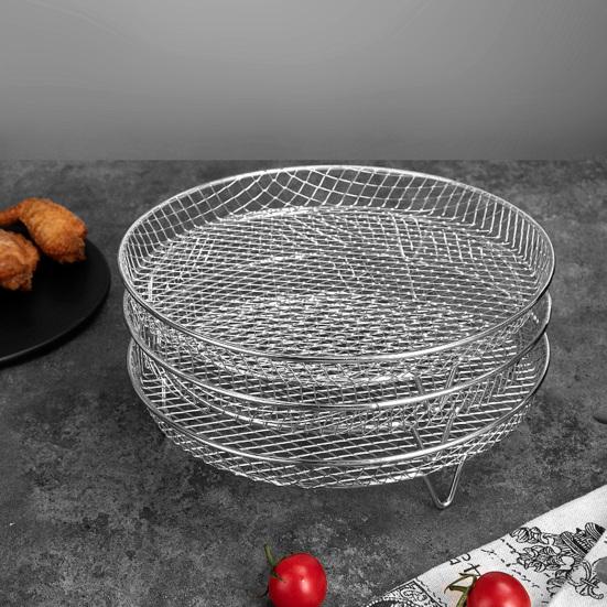 3Pcs Air Fryer Rack Stackable Dehydrator Racks Stainless Steel Basket Tray Accessories for Oven Microwave Baking Roasting