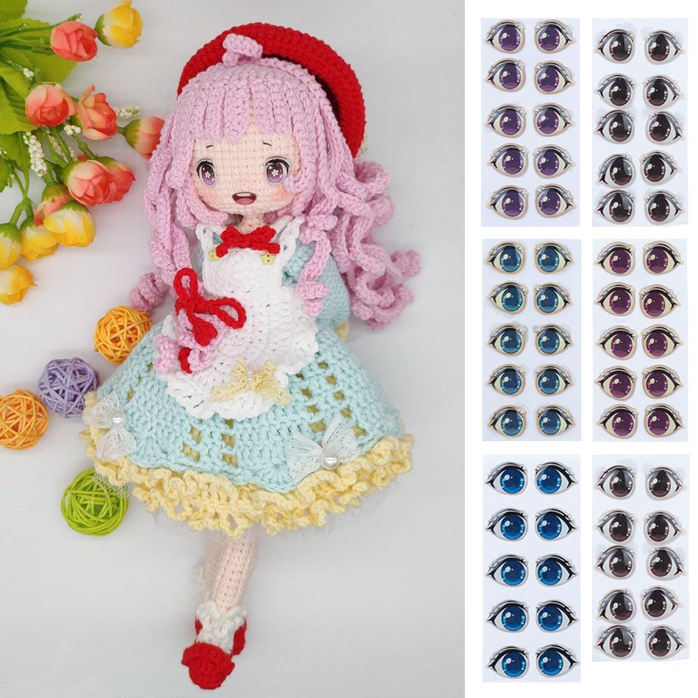 Стеклянные кристаллы Наклейки Лицо Орган Пастер Мультфильм Глаза Наклейки Аниме Фигурка Кукла Глаза Чипы Бумага