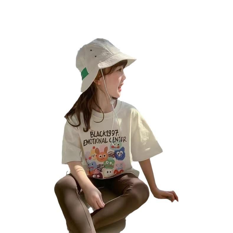 2024 Летняя футболка с коротким рукавом для девочек в корейском стиле - Модная детская футболка