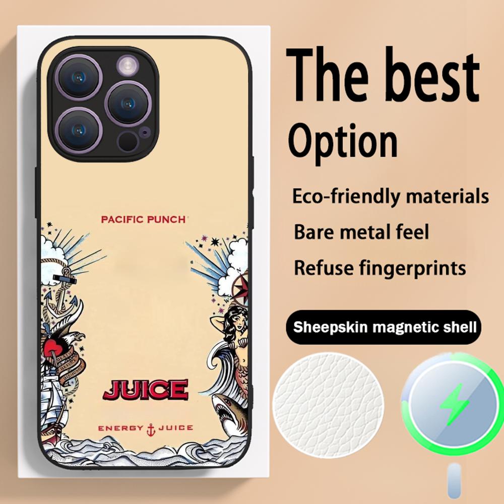 Чехол для телефона MonsterS Juice Drink Flavor E-energyS для iPhone 16 15 14 13 12 11 Plus Pro Max Высококачественный Роскошный Magsafe Овечья кожа