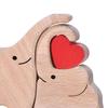 Wooden Elephant Family Puzzle Ornament Love Heart Mother Father Baby Elephant Jigsaw Table Sign Home Office Desktop Decoration