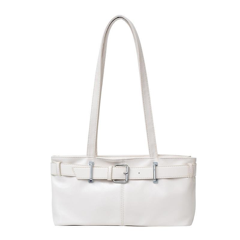 Chic Minimalist Solid Color Shoulder Bag New Retro Faux Leather Handbag Trendy Street Style Commuter Purse KTB