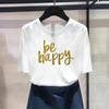 Asian Size) Fashion Love Letter Trend Sweet 90s Print Graphic Tee Female Casual T Clothing Casual Women's Top Short Sleeve T-shirt