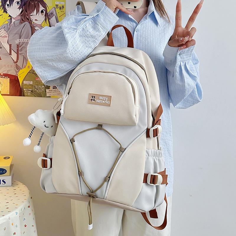 New Schoolbag Large Capacity Backpack Student Contrast Color Backpack Casual Versatile Backpack Junior and Senior High School Schoolbag