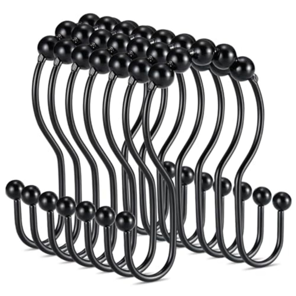 12Pcs Double Sided Shower Curtain Hooks Free Sliding Bathroom Shower Hangers Home