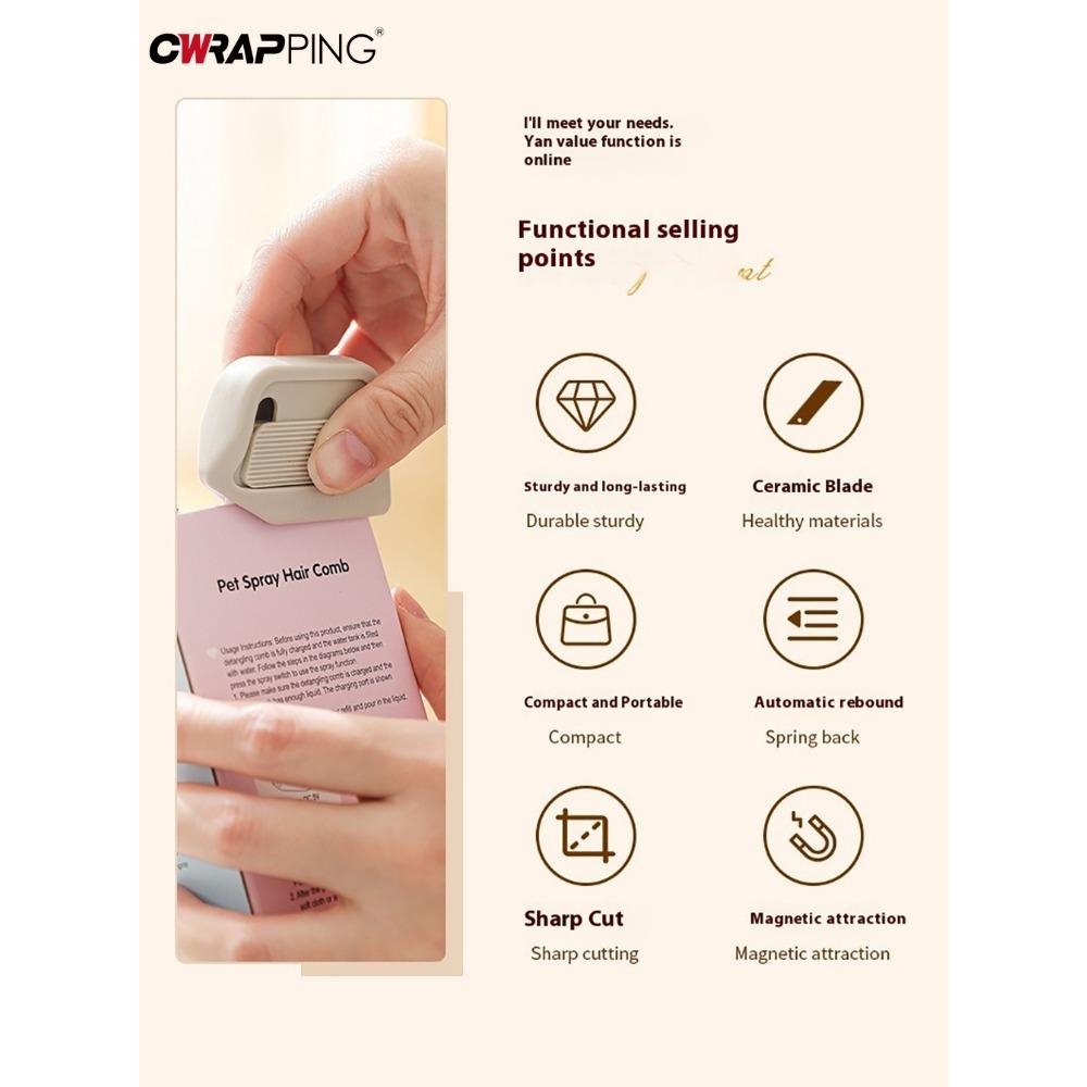 Magnetic Ceramic Cutter Retractable Cardboard Cutter Right Angle Groove Portable Safety Package Box for Home Offices Daily Use