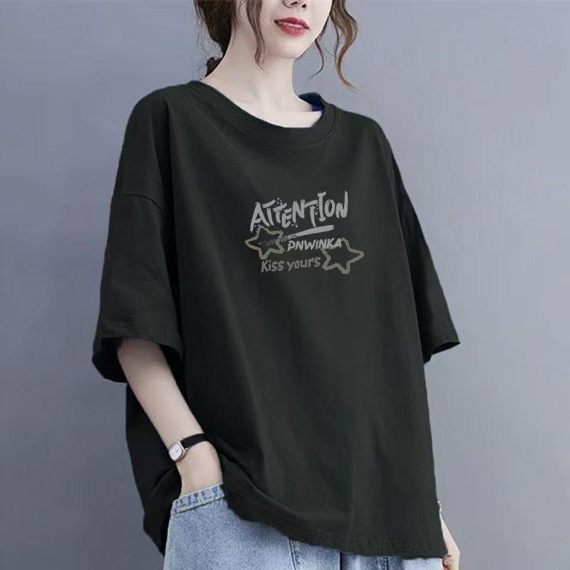 Футболка с короткими рукавами из хлопка и абрикоса, женская, лето 2024, новый нишевый дизайн, свободные топы в стиле Гонконга, шикарные топы