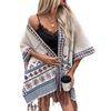 Women's Autumn and Winter Large Size Cardigan Fashionable Knitted Tassel Shawl Loose Jacquard Sweater Cape Top Women