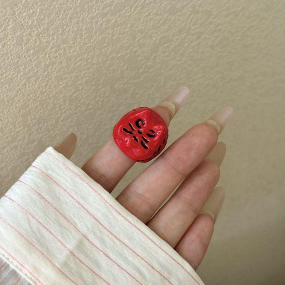 Korean Style Painting Ring Jewelry Accessories Chunky Enamel Ring Retro Drip Oil Cat Ring  Women
