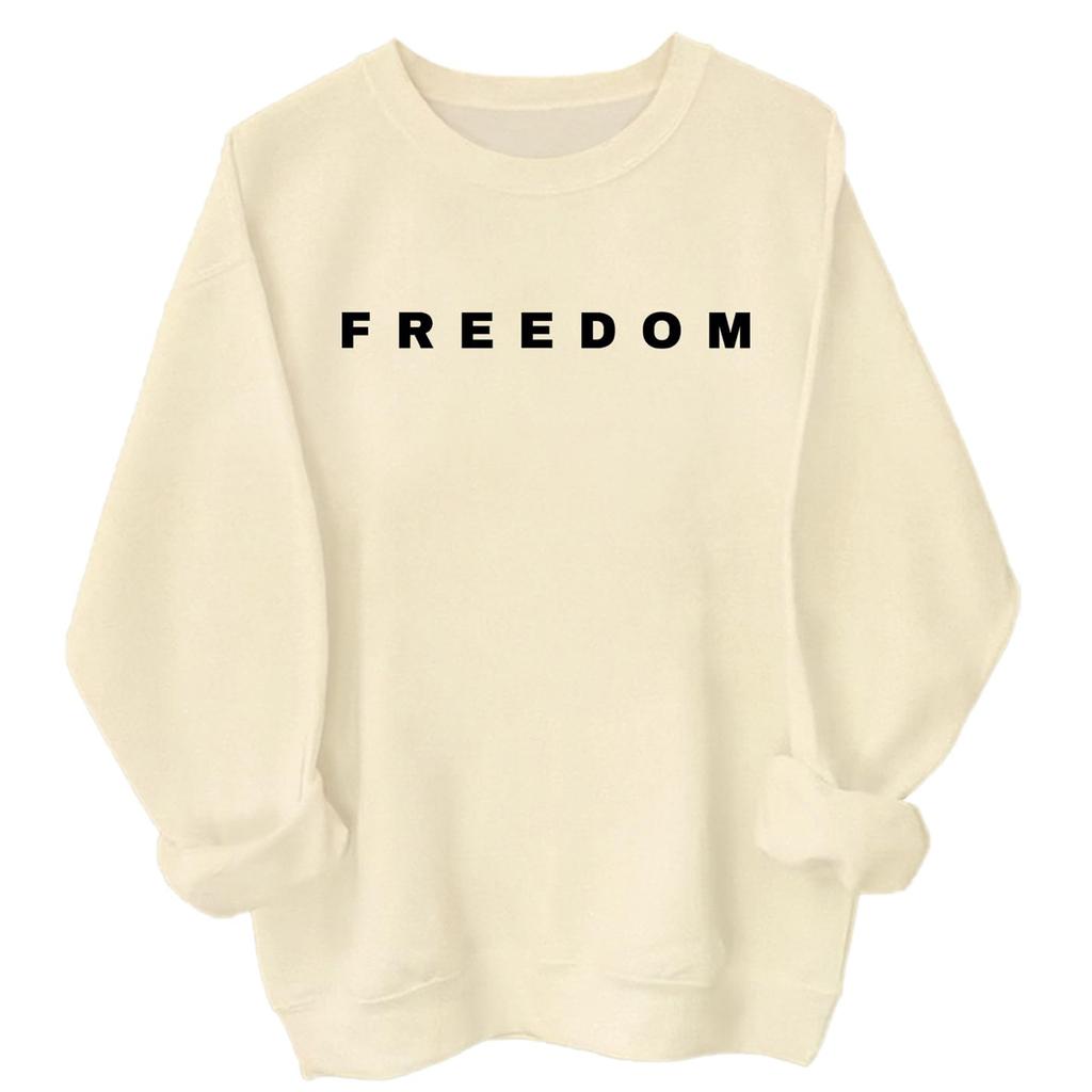 Women's Loose And Comfortable Round Neck Long Sleeved Sweatshirt With Printed Text