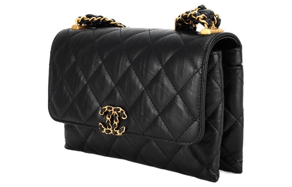 Chanel 23k 19 Хобо Линге Кожаная Цепь Швейная Кожаная Сумка Тофу Ручная Сумка На Плечо Женская Черная