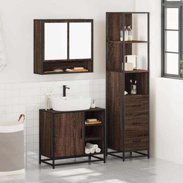 VidaXL Ensemble De Meubles De Salle De Bain 3 Pcs Chêne Marron 3301179