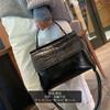 New Oil Wax Cowhide One-shoulder Diagonal Strap Bag Genuine Leather Women's Bag Crocodile Pattern Fashionable Temperament Women's Handbag