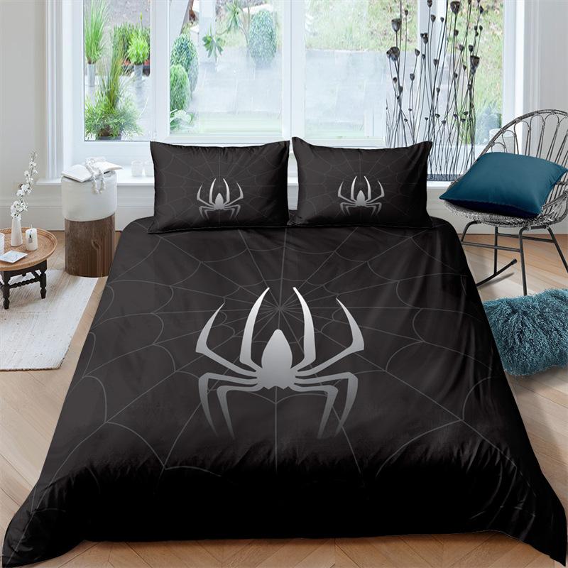Scary Spider Bedding Collection Queen Size Soft 3D Print Duvet Cover Collection Halloween Theme Comforter Cover With Pillowcases Bedroom Decor