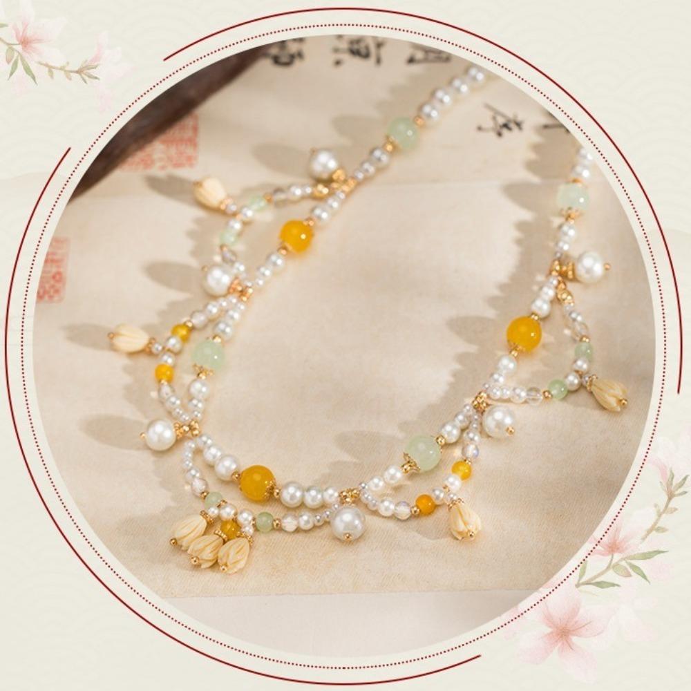 Exquisite Chinese Style Necklace Pearls Cheongsam Clavicle Chain Hanfu Necklaces Song Dynasty