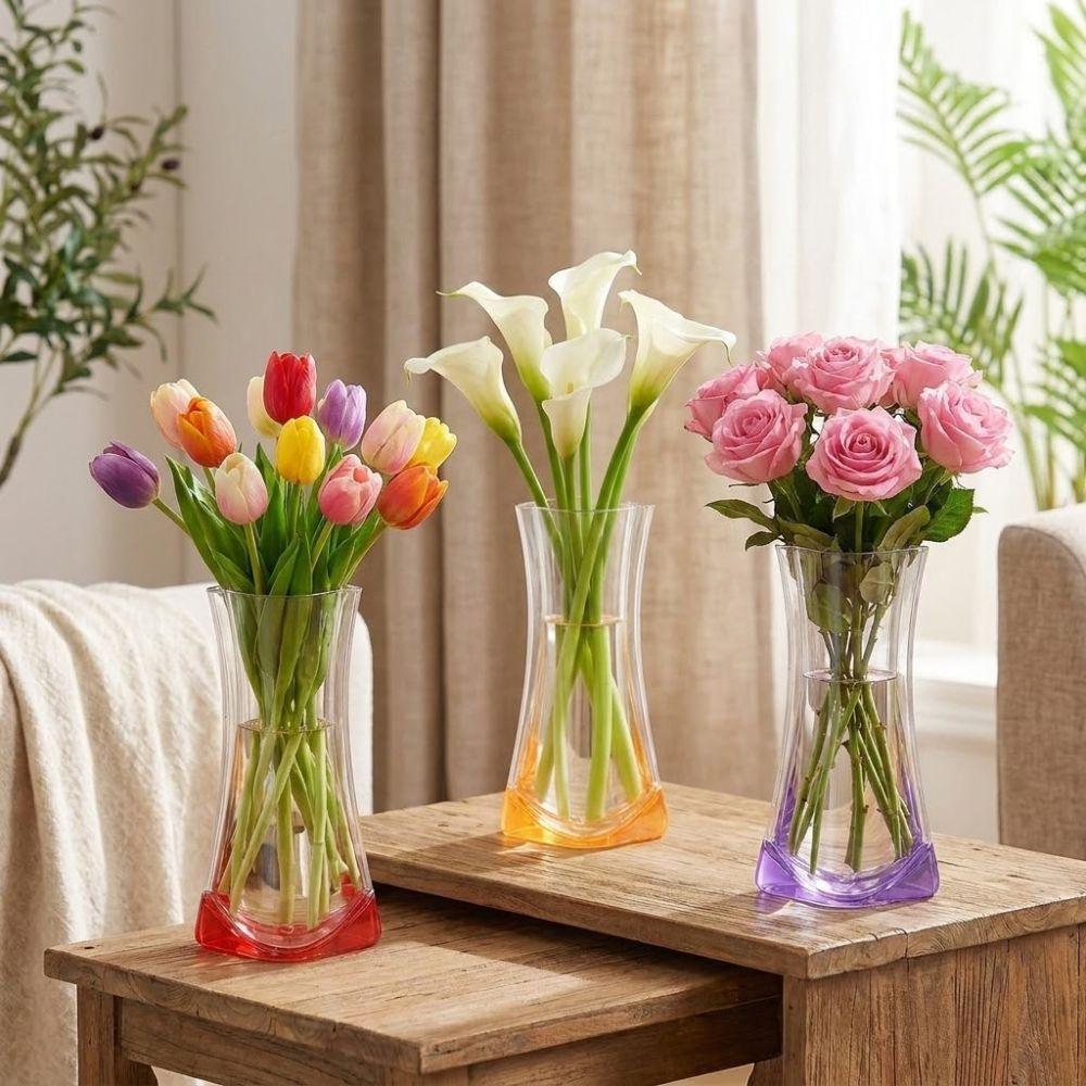 5Pcs Folding Hydroponic Floral Vase Shatterproof Plant Containers Outdoor Travel