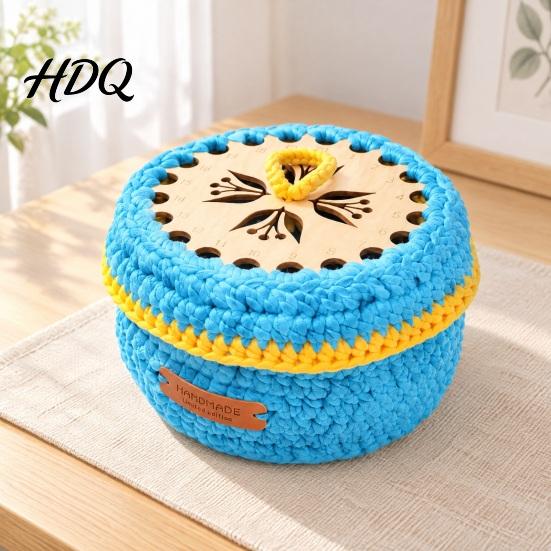 Корзина для хранения Рукоделие DIY Набор для вязания крючком Ручная работа Плетение Набор для изготовления с пряжей и крючком Органайзер для стола для начинающих