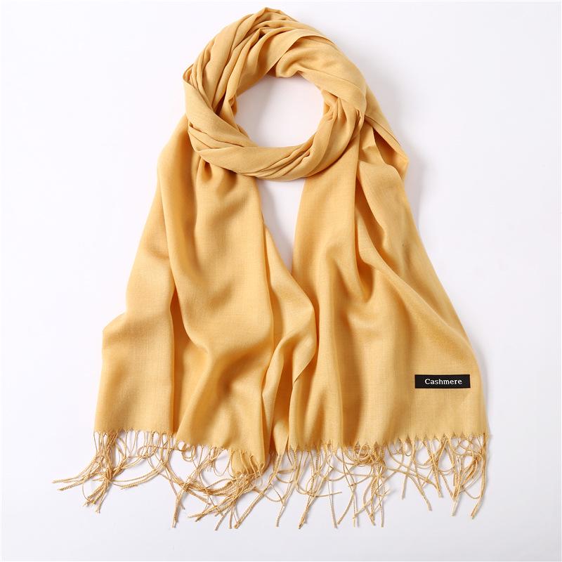 2024 Autumn And Winter Imitation Cashmere Scarf Solid Color Fashionable Versatile Warm Shawl Tassel Scarf
