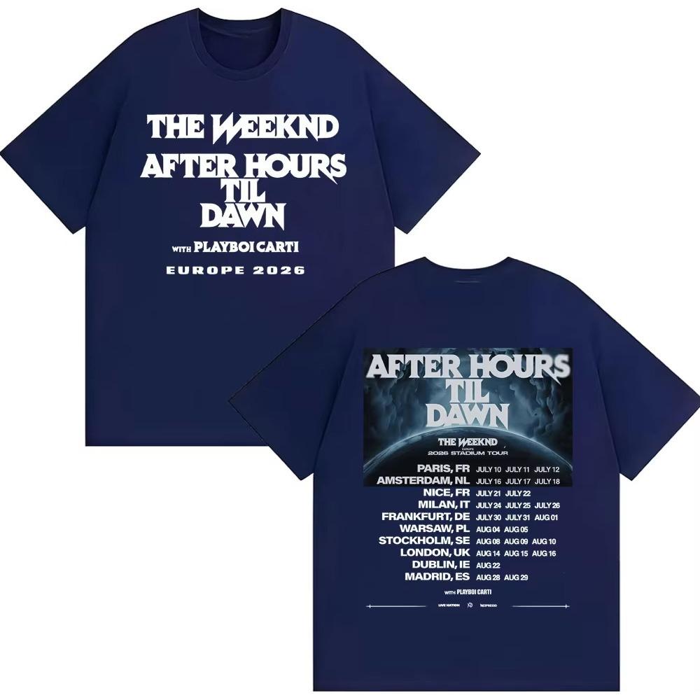 The Weeknd Europe 2026 Tour Text Graphic Cotton Tshirt Unisex Unisex Rap Short Sleeve Unisex Casual Daily Streetwear Basic Tops