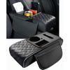 Arm Rest Cover For Car 6.3" Narrow Style,6-In-1 Microfiber Leather Center Console Cover With 2 Storage Bags Cup Holder, Tissue Box Slot, Phone