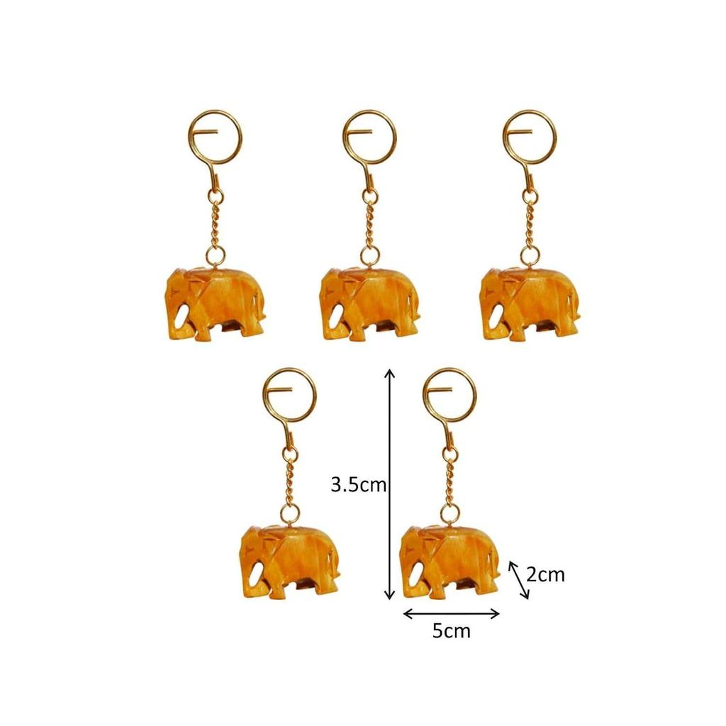 Новый набор из 5 шт. деревянных брелоков в виде резных и расписных слонов