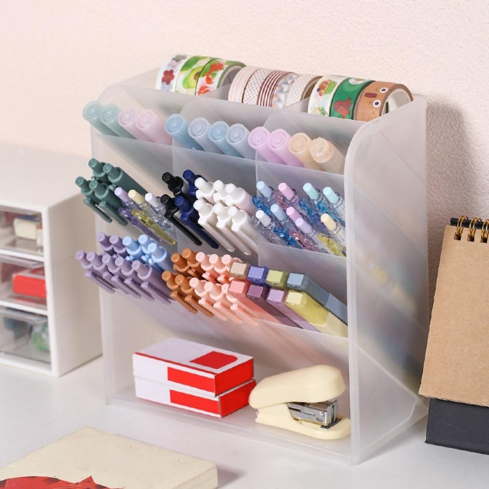 Наклонный тип держателя для карандашей, 9 отделений, органайзер для карандашей, держатель для маркеров, для стола