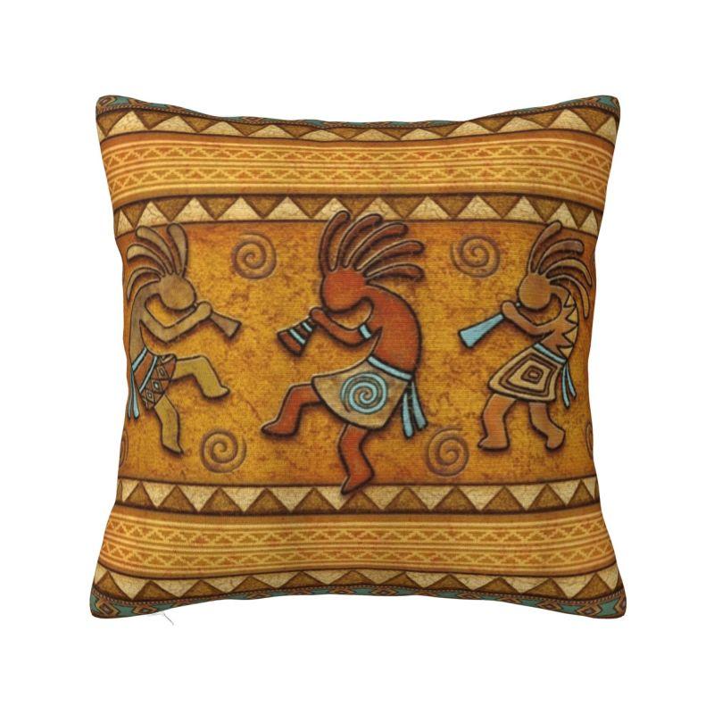 African Tribal American Kokopelli Throw Pillow Case Bedroom Decoration Cushions Cover For Sofa Chair Square Polyester Pillowcase