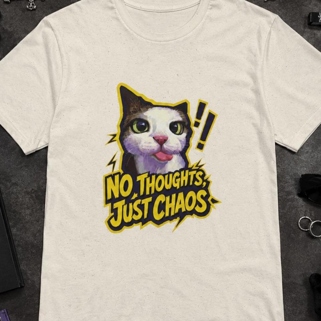 No Thoughts Just Chaos Cat Shirt and kids tshirt Vintage Retro Funny Graphic Tee T-Shirt and kids tshirt Gift Cat Lover Meme Y2K Cute Women Aesthetic