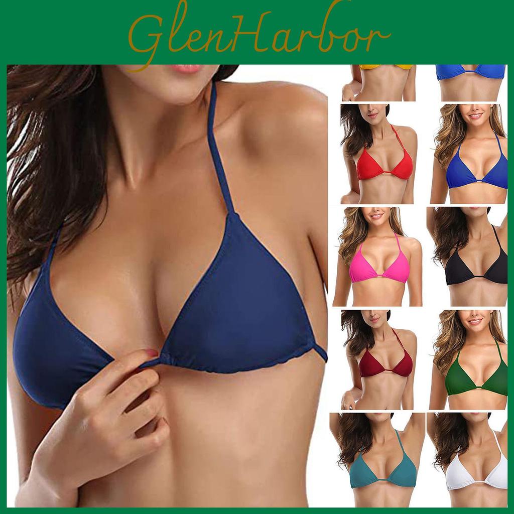 Up Bikini Push Top Womens Padded Vneck Solid Color Basic Swimsuit Bandage Top