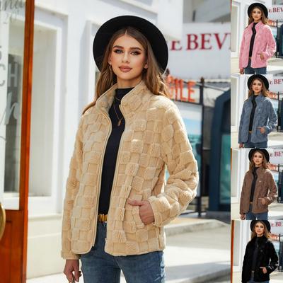 Женские куртки из флиса Sherpa, теплые зимние куртки, плюшевое пальто на молнии, верхняя одежда с длинными рукавами и карманами, однотонные куртки из искусственного меха для женщин