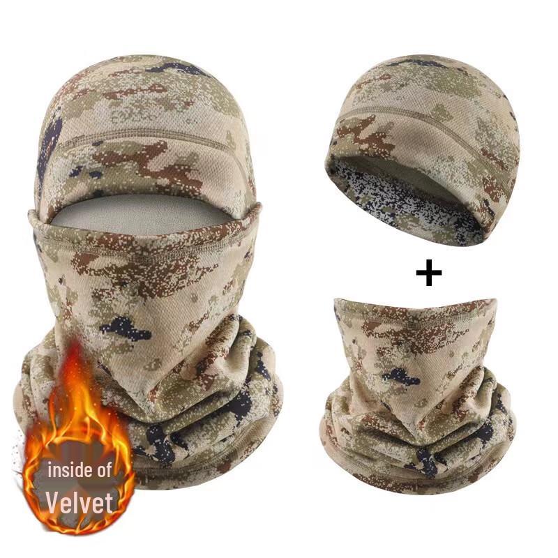 Outdoor Winter Camouflage Fleece Warm Set with Face Mask