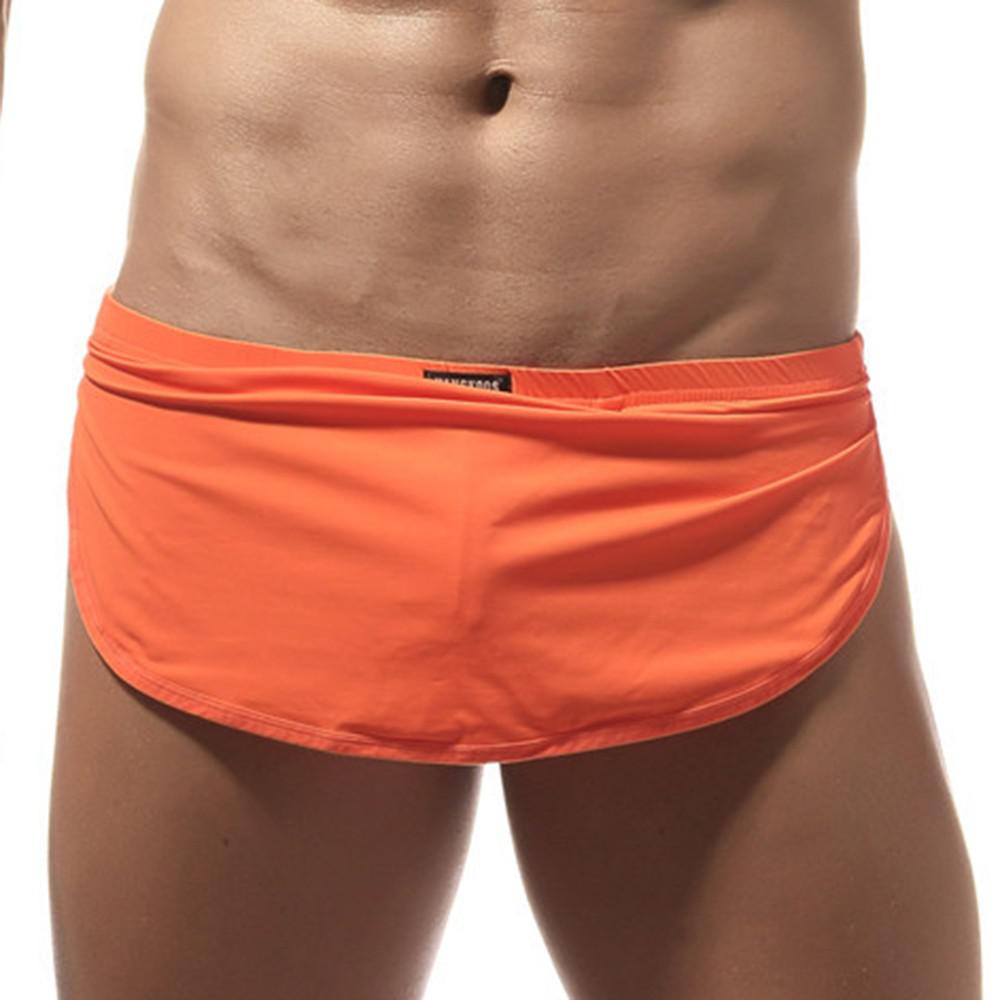 Mens Home Pant Casual Shorts With Penis Pouch Thong Elastic Trunks Underwear