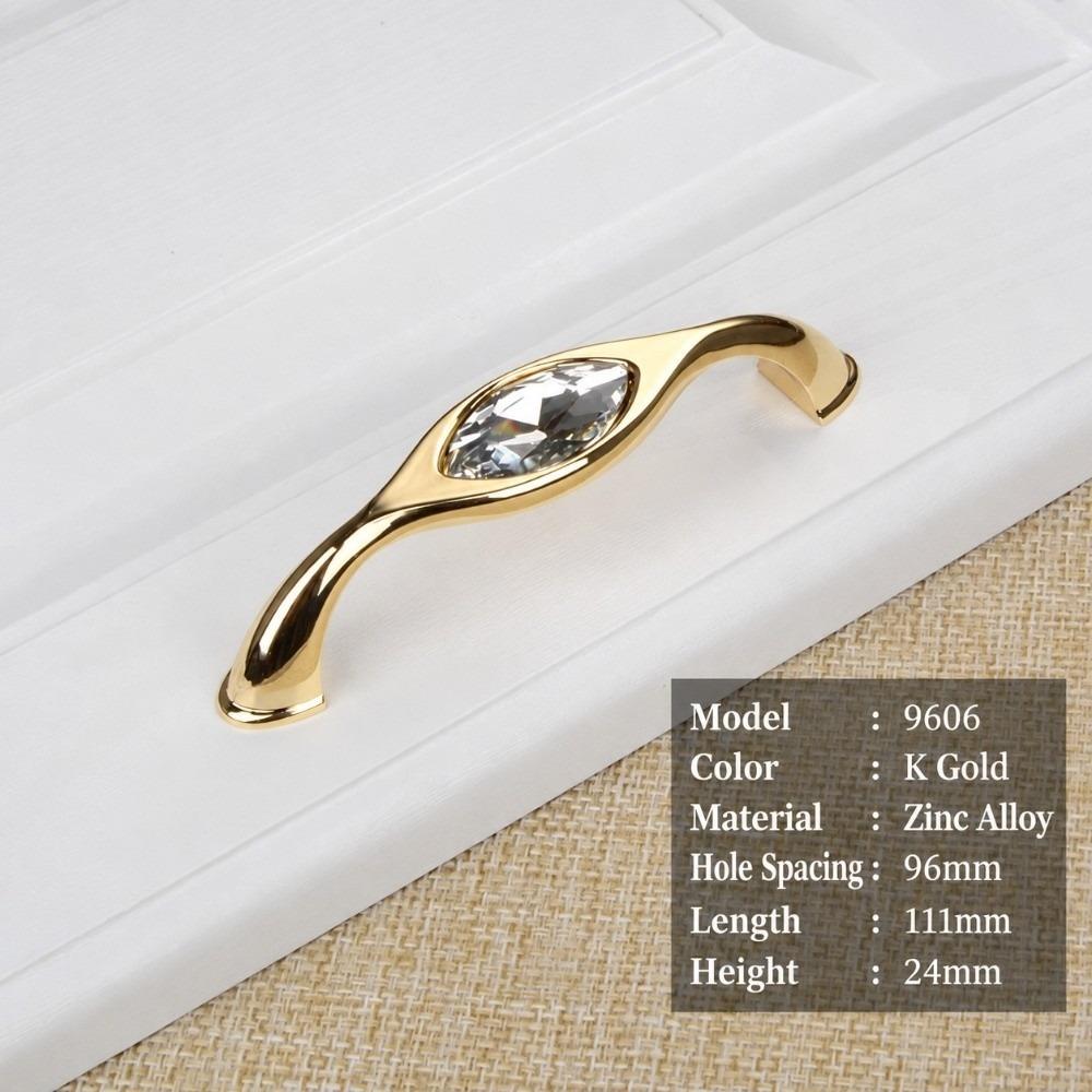 Shiny Crystal Cabinet Handle Rhinestone Furniture Knob Gold Drawer Pull Wardrobe Furniture Cabinet