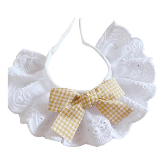 Pet Lace Bib Collar Adjustable Pet Bandana with Bow Handmade Sweet Lace Neck Scarf for Pet Birthday Dress Up Accessories
