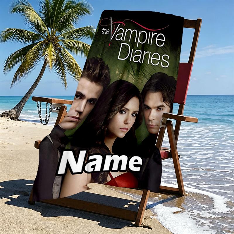 Custom Name Personalized horror theme Print Beach Towel, for Trip Camping Beach Party Home Decor, Birthday Gift for Family & Friends