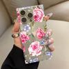 Clear Square Back Tube Case Protection For iPhone 12 16 ProMax 13 15 Plus 11 14 Pro Max Anti-Oxygen,Roses Bloom Pattern Casing