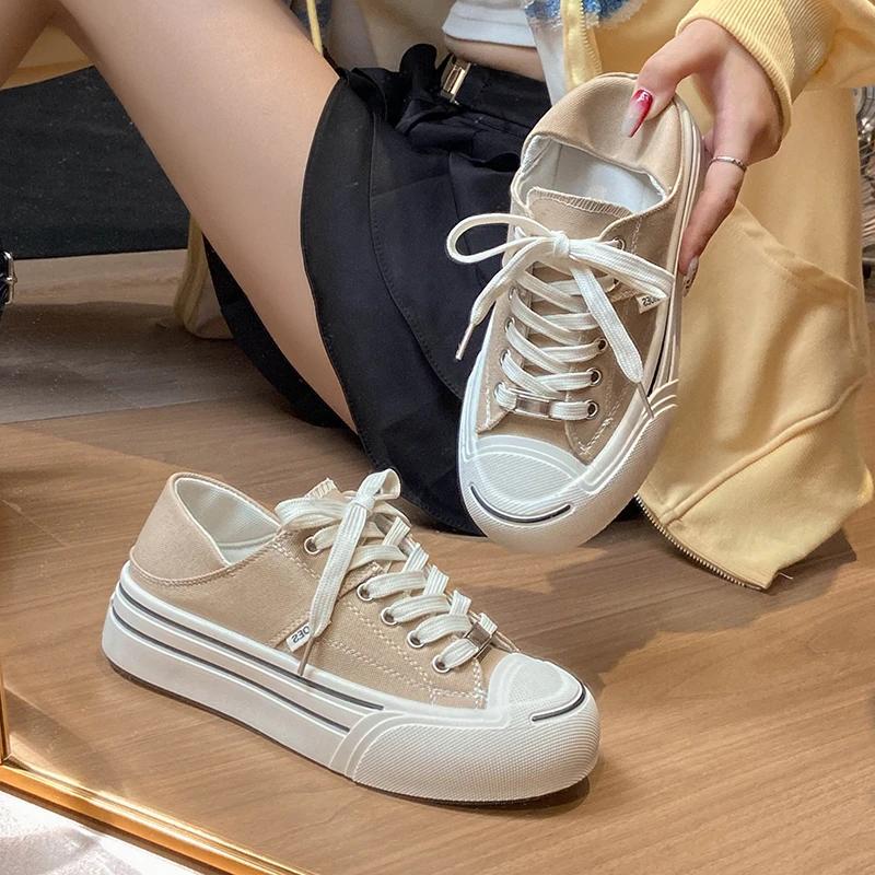 2024 Новые женские туфли из вулканизированной кожи премиум-класса на шнуровке, модные кроссовки на плоской подошве с мягкой подошвой, повседневные кроссовки для женщин Tide Shoes