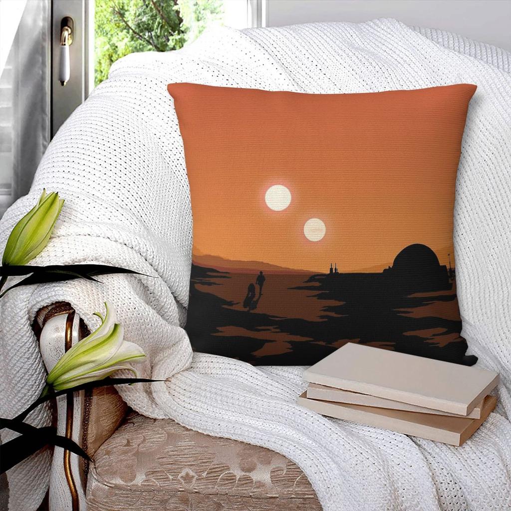 Tatooine Double Sunset All The Way Pillowcase Polyester Linen Velvet Printed Zip Decor Throw Pillow Case Home Cushion Cover 18"
