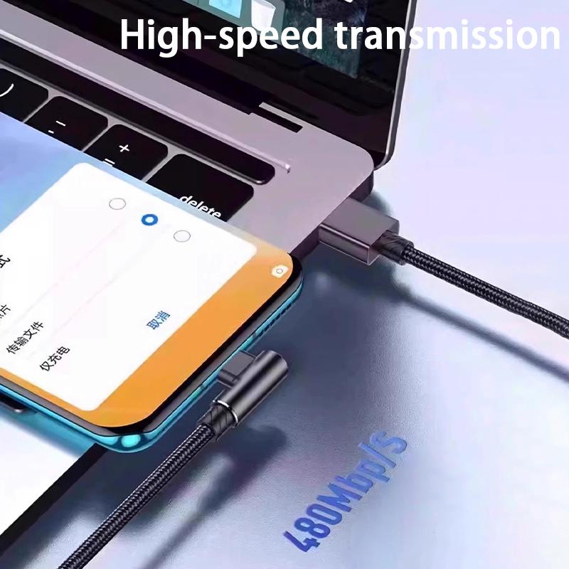 Угловой зарядный кабель 90 градусов, нейлоновая оплетка, 6A, Type-C, USB, кабель для быстрой зарядки, для зарядного устройства Redmi