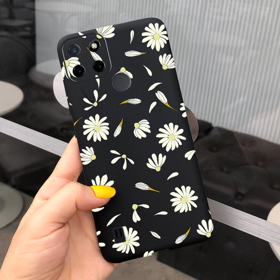 Чехол для Realme C21Y RMX3261 Милые подсолнухи Перо Мягкий силиконовый задний чехол для телефона Для Realme C21Y C 21 Y Чехлы Сумки RealmeC21Y