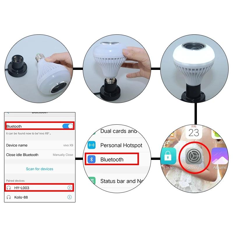 RGB Smart Bluetooth Speaker Music Bulb Colorful Stage Light Bulb With Remote Control E27 12W Led Dimmable Bulb For Home Party