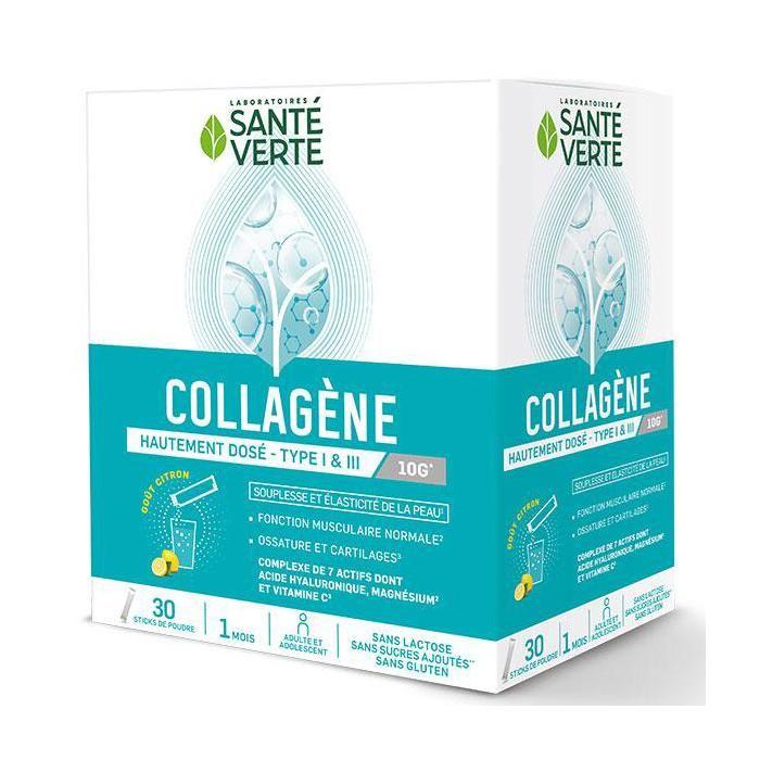 Santé verte COLLAGENE hautement dosé - Type 1 et 3 10g 30 sticks
