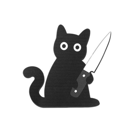 Черный кот Топ для двери Хэллоуин Украшение дверного проема Жуткий деревянный кот в игривых позах