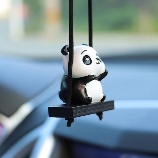 Автомобильная подвеска в виде панды, соответствующие цветам, качели, хорошая детализация, цветостойкий подвесной орнамент для автомобиля, подвесной кулон с зеркалом в виде животного, аксессуары для салона автомобиля