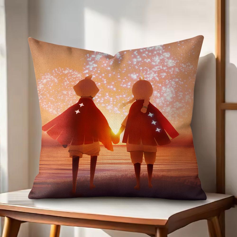 Game Sky ChilDRen of the LLight Cushion Cover Natural Linen Organic Fabric DoubleSided Printing Couch Pillow Covers Home Decor