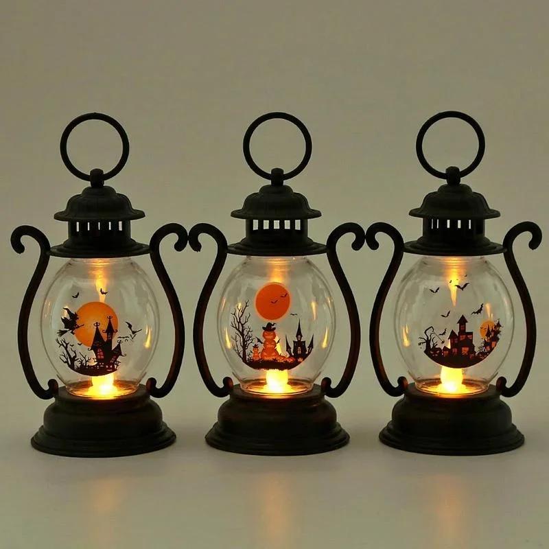 Festival Creative Decor Gifts Retro Kerosene Lamp Halloween Hanging Ornaments Small Oil Lamp Lantern Halloween Crafts Accessory