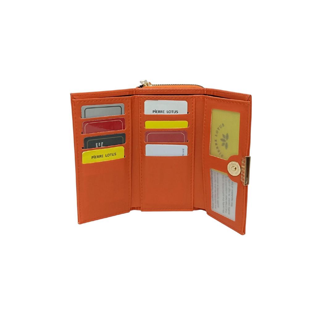 Orange Large Size Cat Card Holder With Coin Compartment Plc1090