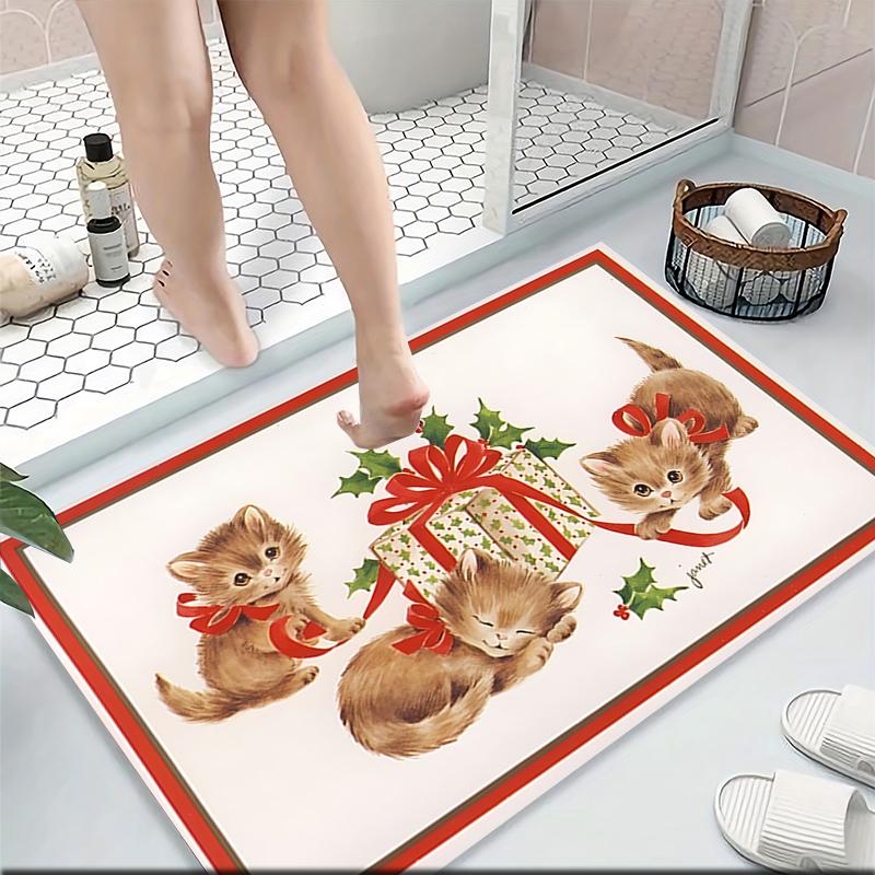 Christmas Kittens Presents Carpet Rug Soft Washable Anti Slip Home Living Room Sofa Mats Personalized Christmas Rug