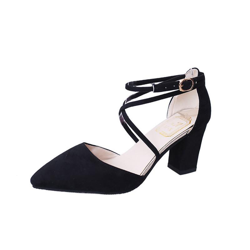 Spring and Summer Plus Size Sandals with Pointed Cross Straps and Shallow Heels Women's Shoes