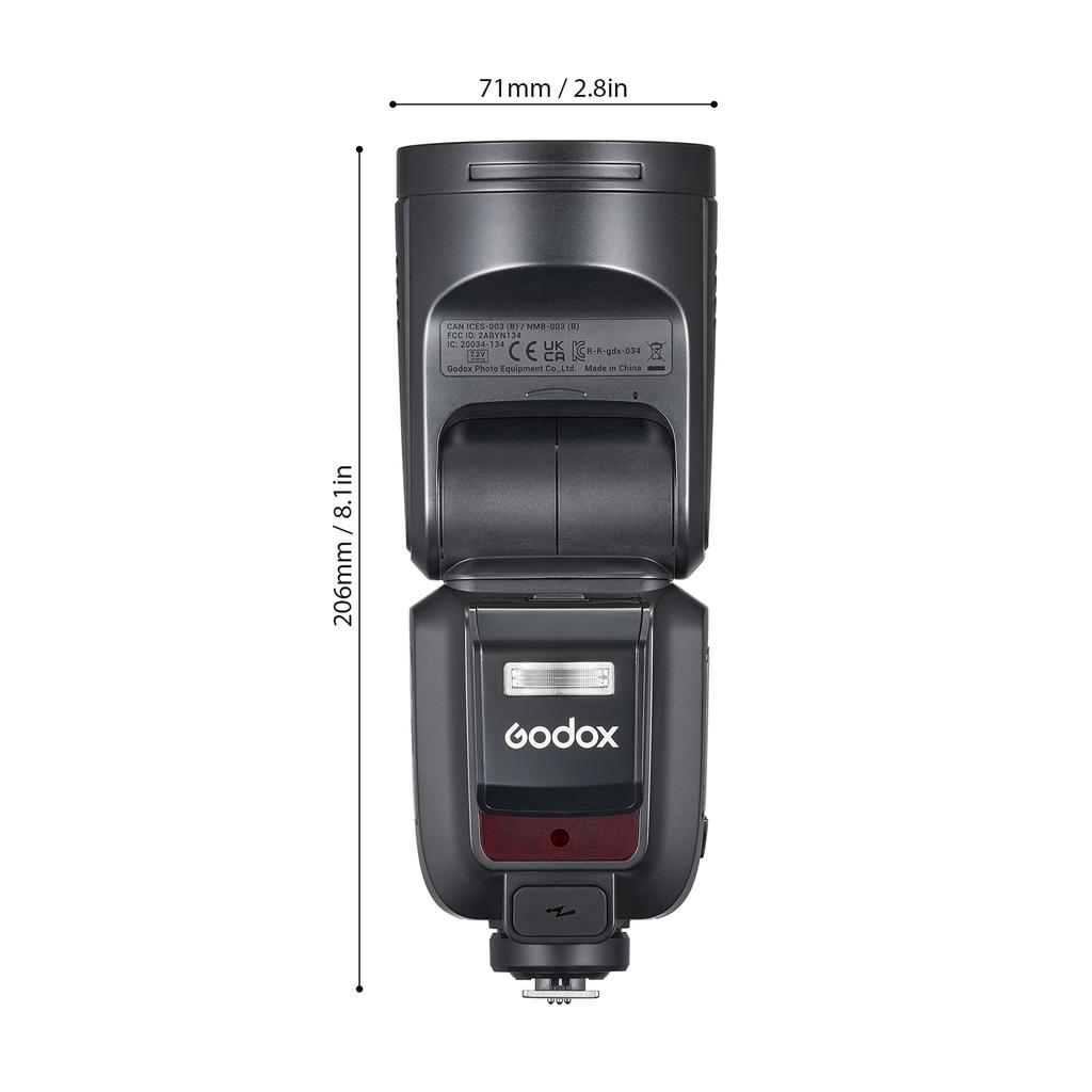Godox V100 2.4G Беспроводная накамерная вспышка с круглой головкой, накамерная вспышка TTL Speedlite 100Ws Power Touch